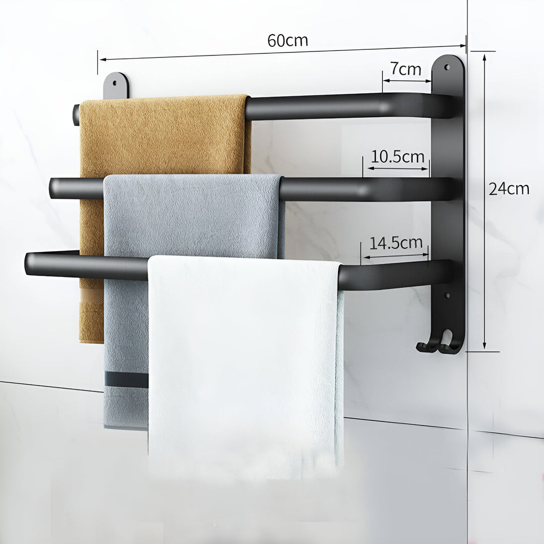 Wall-Mounted 3-Tier Towel Rack – No Drill