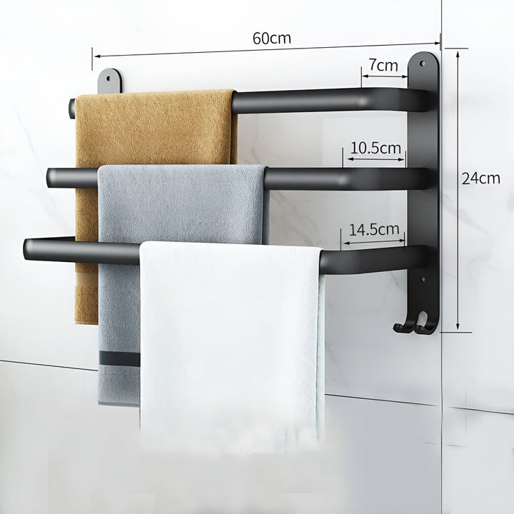 Wall-Mounted 3-Tier Towel Rack – No Drill