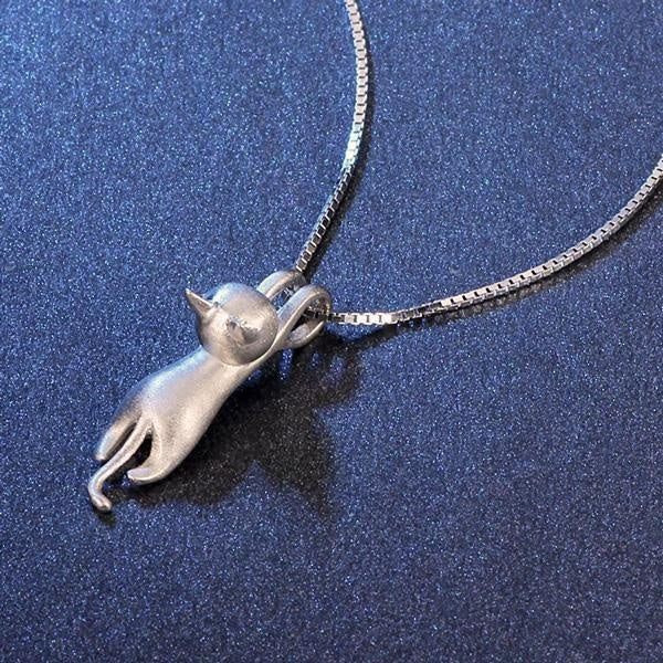 Hanging Cat 925 Silver Necklace | Kalsten