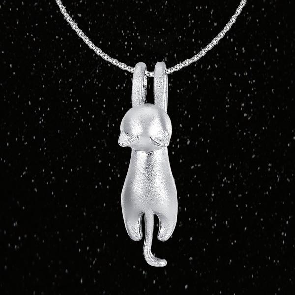 Hanging Cat 925 Silver Necklace | Kalsten