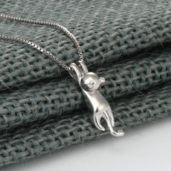 Hanging Cat 925 Silver Necklace | Kalsten
