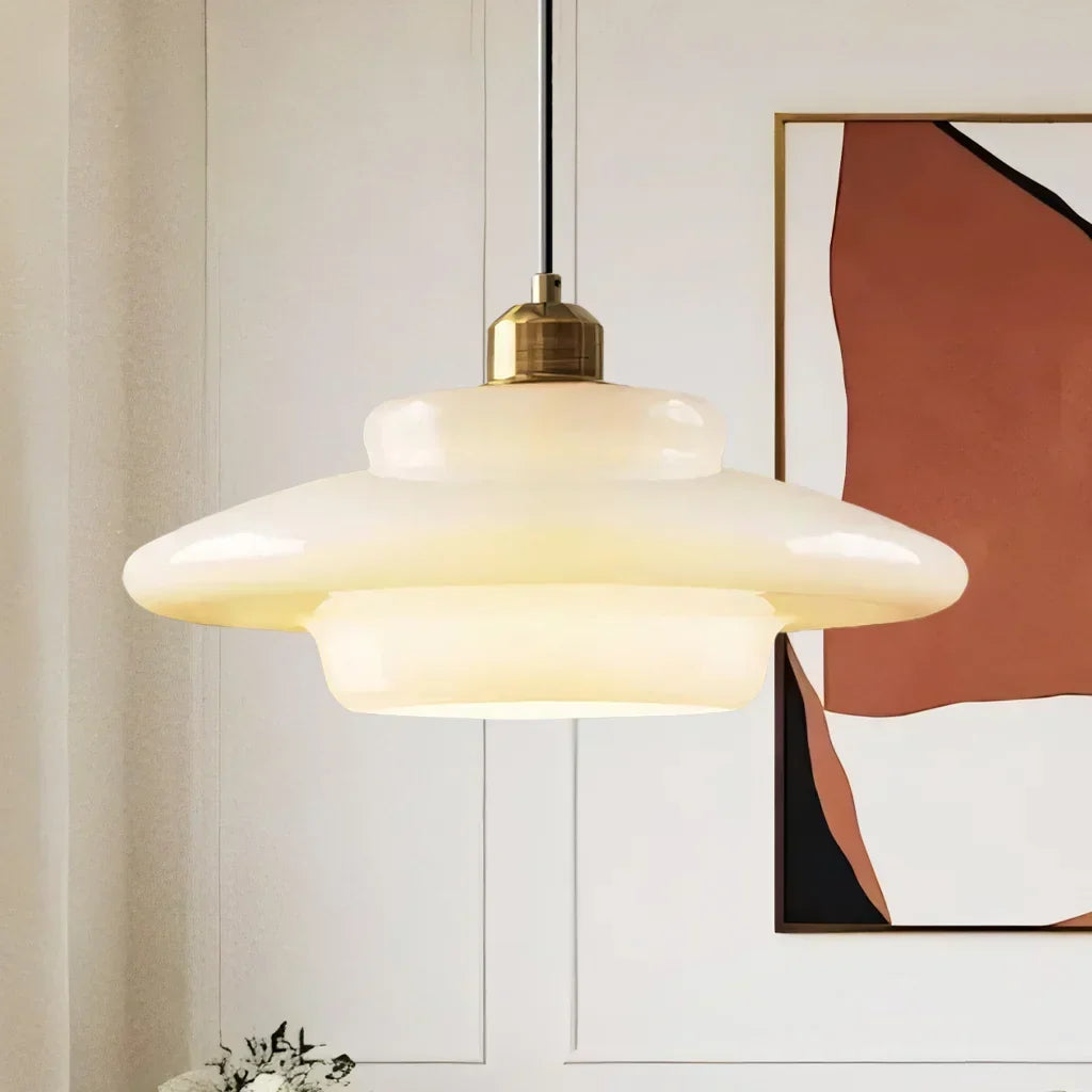 Pendant Light Glass 12.6 in Adjustable Art Deco Dining Room Kitchen Island Hanging Ceiling Lamp | Kalsten