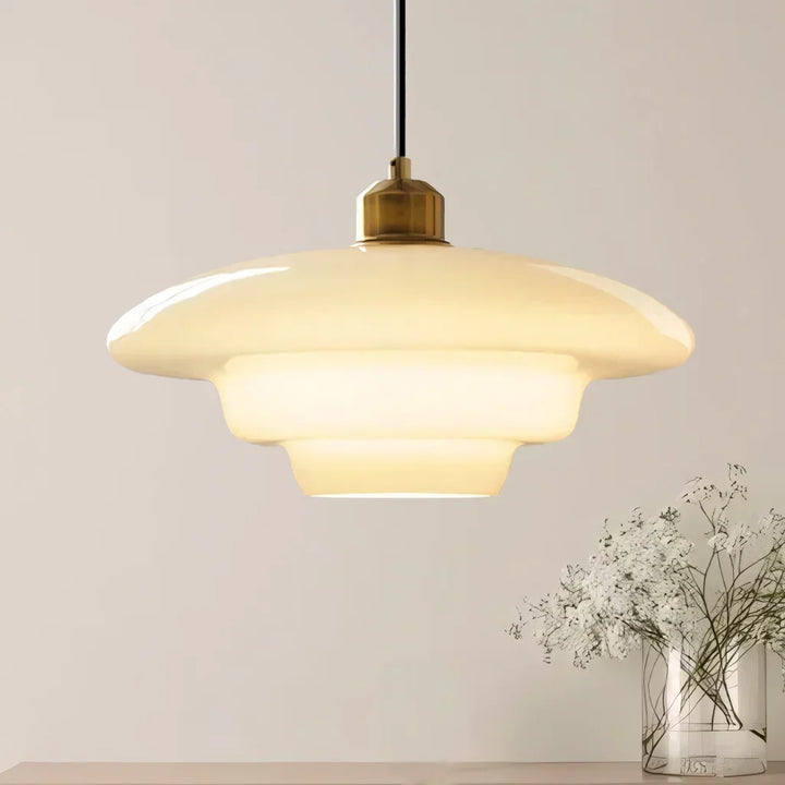 Pendant Light Glass 12.6 in Adjustable Art Deco Dining Room Kitchen Island Hanging Ceiling Lamp | Kalsten