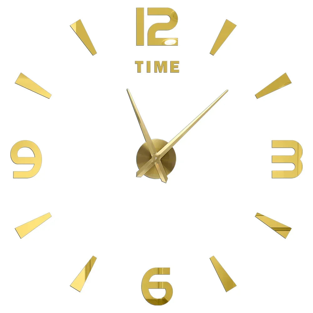 Large Wall Clock DIY 3D Self-adhesive Mirror Acrylic Wall Clock for Kitchen Dining Room Living Room Creative Home Decor | Karnz