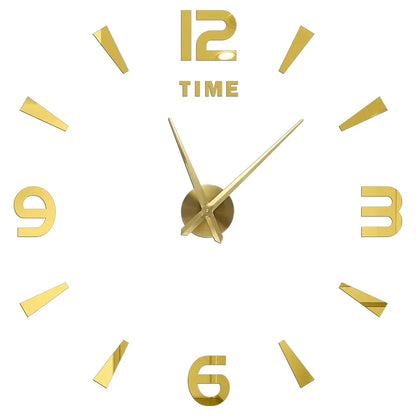 Large Wall Clock DIY 3D Self-adhesive Mirror Acrylic Wall Clock for Kitchen Dining Room Living Room Creative Home Decor | Karnz