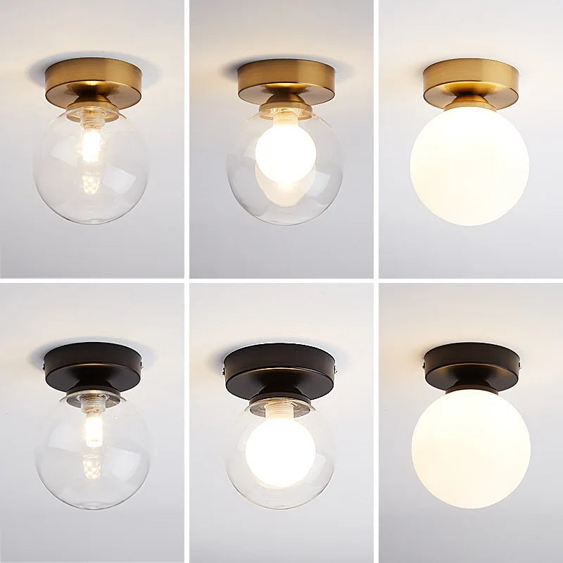 Modern Nordic Ceiling Light – Round Glass Ball Fixture for Bedroom, Dining Room, and Foyer | Kalsten