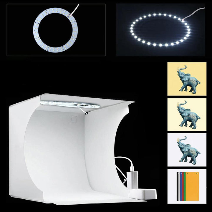 Kalsten | Mini Photo Studio "LumiCube" with LED lighting and 6 backgrounds