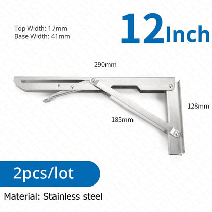 2-piece set of foldable shelf brackets, sturdy, made of stainless steel for tables, RVs, and space-saving
