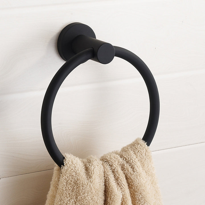 Kalsten | Towel ring made of 304 stainless steel in chrome, Round simple design, Black, European bathroom accessories, Rustproof