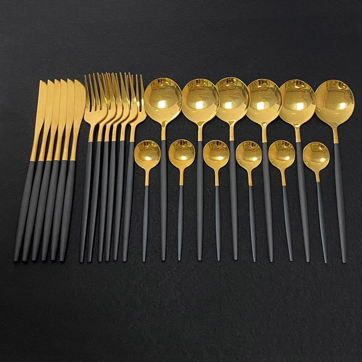 RoyalGlimmer Gold Cutlery Set - Gold Cutlery Set for a Luxurious Table Decoration Kalsten