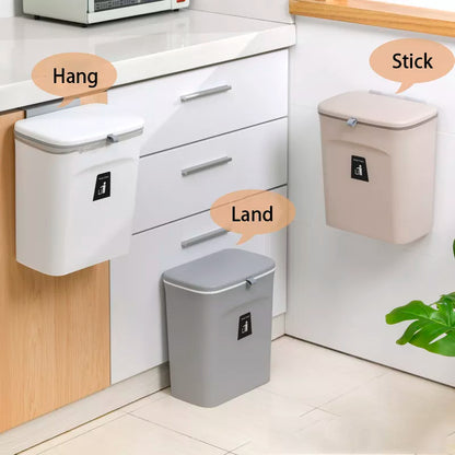 Skanto Skanto | JYPS 7/9L Large Capacity Hanging Trash Can - Wall Mounted Kitchen Recycling Bin with Lid, Ideal for Bathroom and Kitchen Use