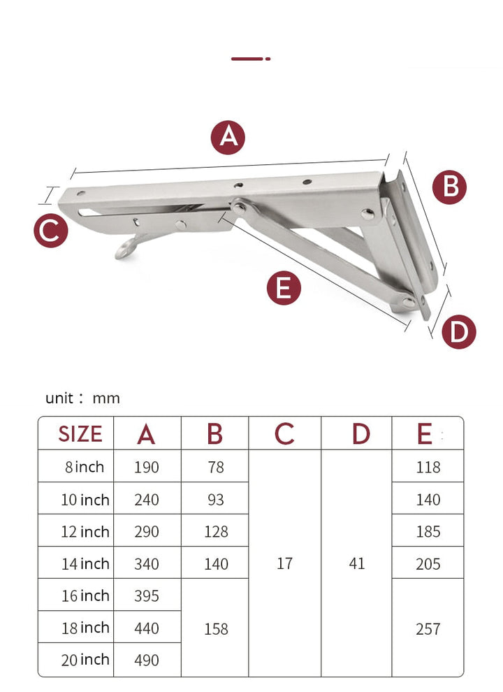 Foldable Stainless Steel Shelf Hooks – 2-Pack, Heavy Duty