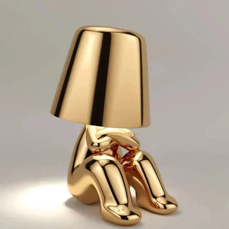 Golden Man LED Thinking Table Lamp – Playful Nightstand Lamp for Bedroom & Decor | Kalsten
