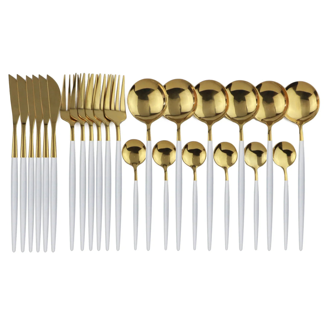 Luxury Black-Gold Stainless Steel Cutlery Set - for Elegant Meals Kalsten