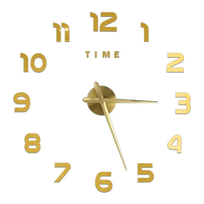 Large Wall Clock DIY 3D Self-adhesive Mirror Acrylic Wall Clock for Kitchen Dining Room Living Room Creative Home Decor | Karnz