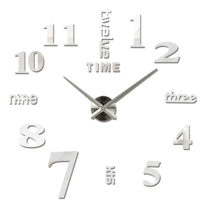 Large Wall Clock DIY 3D Self-adhesive Mirror Acrylic Wall Clock for Kitchen Dining Room Living Room Creative Home Decor | Karnz