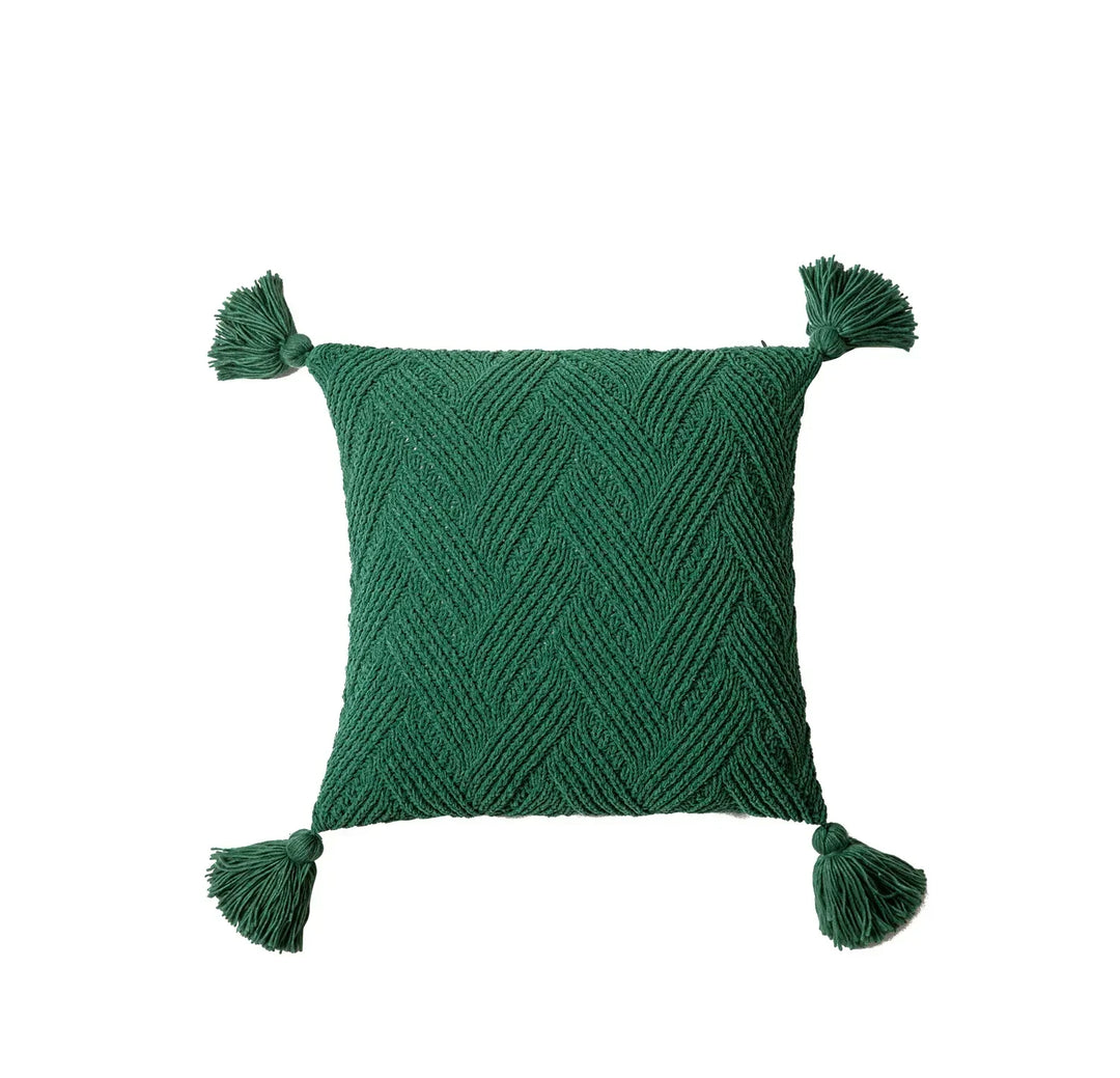 Chic Chenille Cushion Cover with Nordic Pom Poms - Luxury Comfort Kalsten