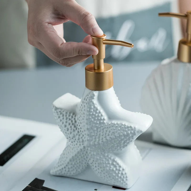 Kalsten | AquaNaut Soap Dispenser | Maritime Design | Shell & Starfish Motif | Bathroom Decor