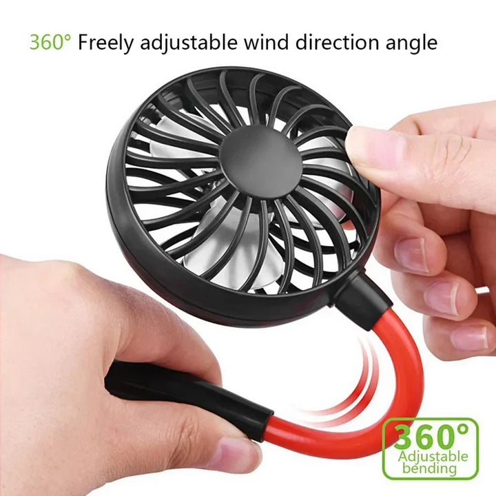 USB Portable Hands-Free Neck Fan - Rechargeable Mini Sports Fan, 3-Speed Adjustable Dual Fan for Home Office & Outdoor Use | Kalsten
