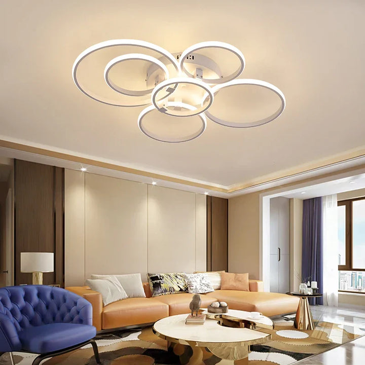 Modern LED Ceiling Light – Dimmable RC & APP Control, Circular Ring Design for Living Room, Bedroom, Kitchen & Dining Room | Kalsten