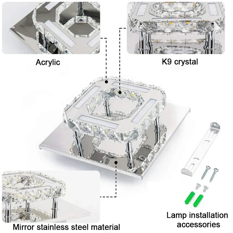Ceiling Lamp Lights - Decorative LED Lamps For Room Chandelier Crystal Chandeliers - Home Kitchen Bedroom Living Modern Dining Hallway | Kalsten