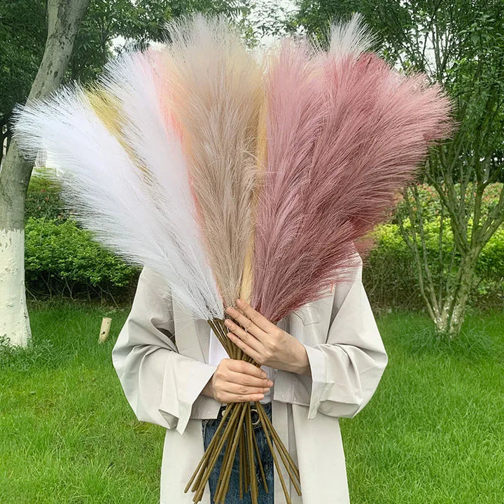 Kalsten | 5 pieces 100 cm Artificial Pampas Grass Dried Flower Bouquet Wedding Party Decoration Home Room DIY Artificial Plants Decoration Supplies