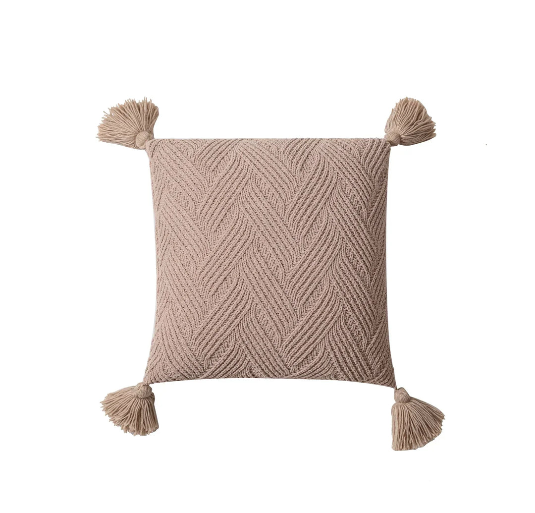 Chic Chenille Cushion Cover with Nordic Pom Poms - Luxury Comfort Kalsten