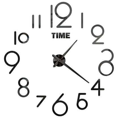 Large Wall Clock DIY 3D Self-adhesive Mirror Acrylic Wall Clock for Kitchen Dining Room Living Room Creative Home Decor | Karnz