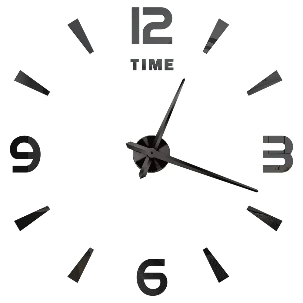 Large Wall Clock DIY 3D Self-adhesive Mirror Acrylic Wall Clock for Kitchen Dining Room Living Room Creative Home Decor | Karnz