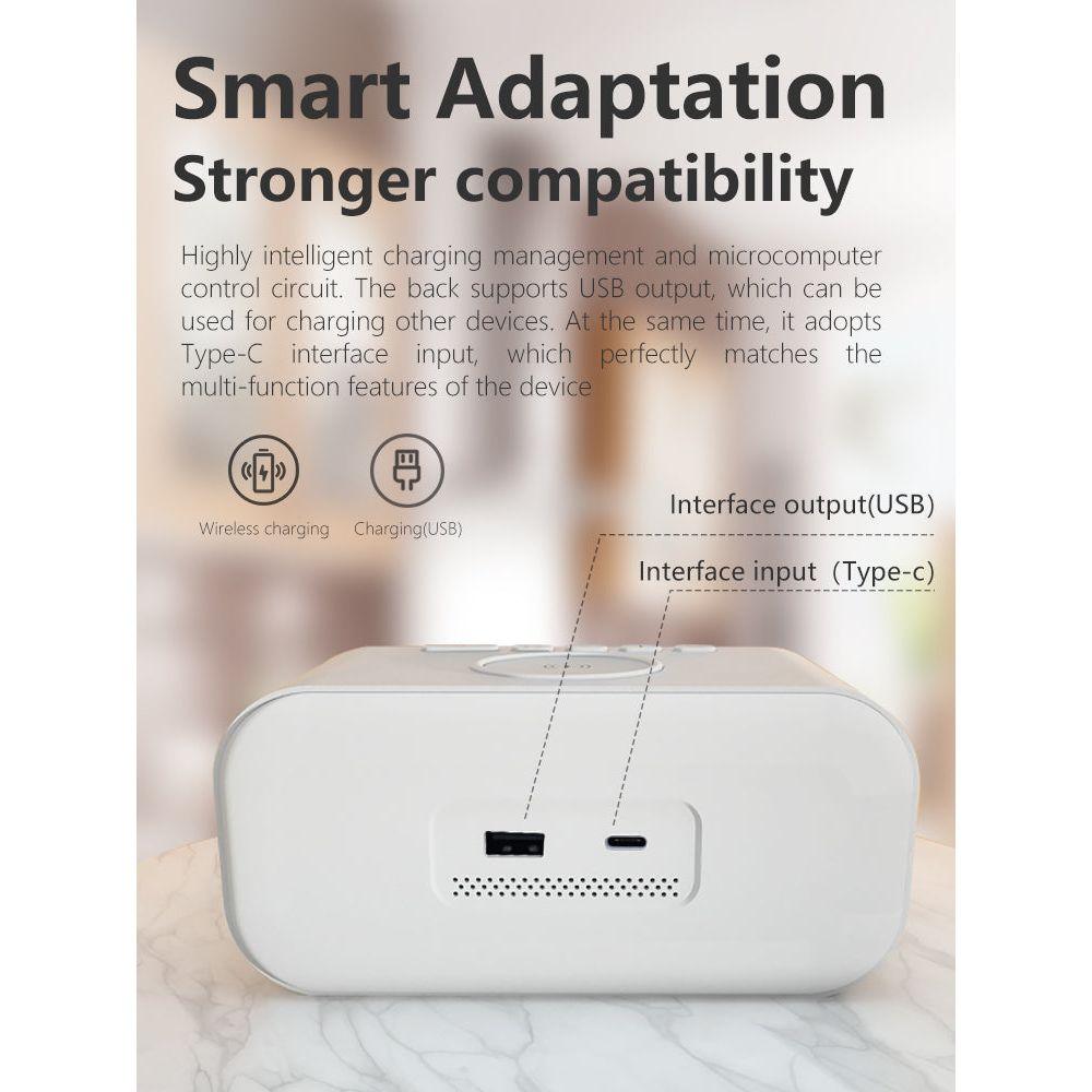 Skanto | MultiTime 2-in-1 Digital Alarm Clock with Wireless Qi Charging – LED Display & Snooze Function