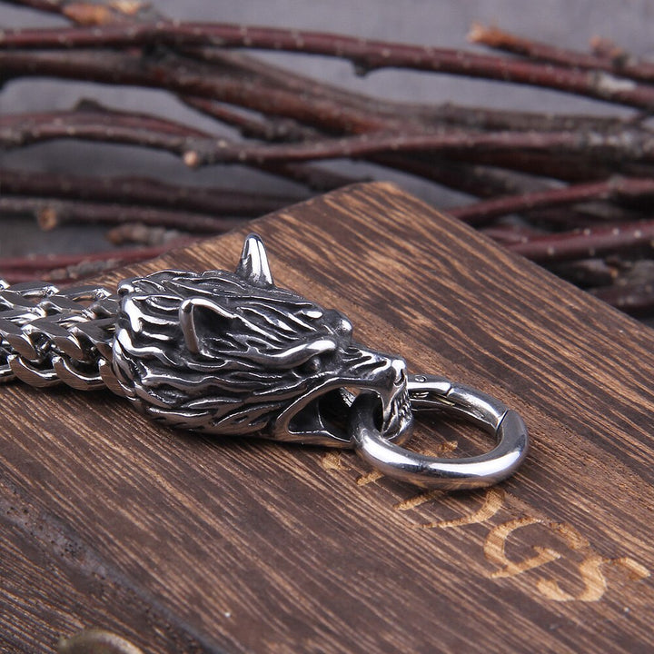 Kalsten | Silver Viking Bracelet "WolfBand" – Handmade with Fenrir Motif