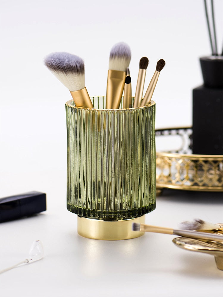 Kalsten | Elise Gold Foil Glass Makeup Halter & Organizer