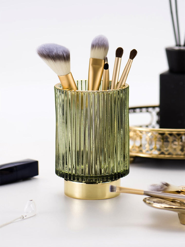 Kalsten | Elise Gold Foil Glass Makeup Halter & Organizer