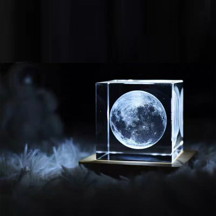 3D Crystal Cube Moon Nightlight | Kalsten