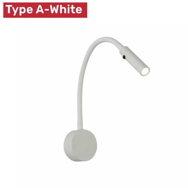 Kalsten | Modern Flexible LED Reading Wall Lamp with Switch for Bedroom and Study - 1W/3W
