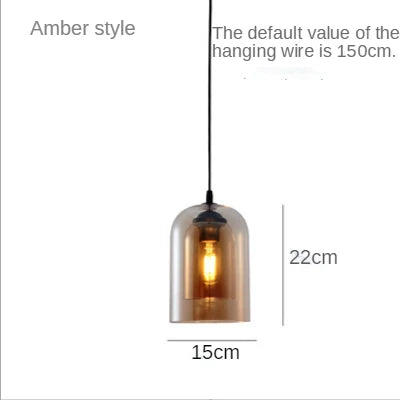 Modern Nordic LED Pendant Lamp – Gray Glass Hanging Light for Bedroom, Bar, Restaurant, Hotel & Living Room – E27 Suspension Lighting | Kalsten