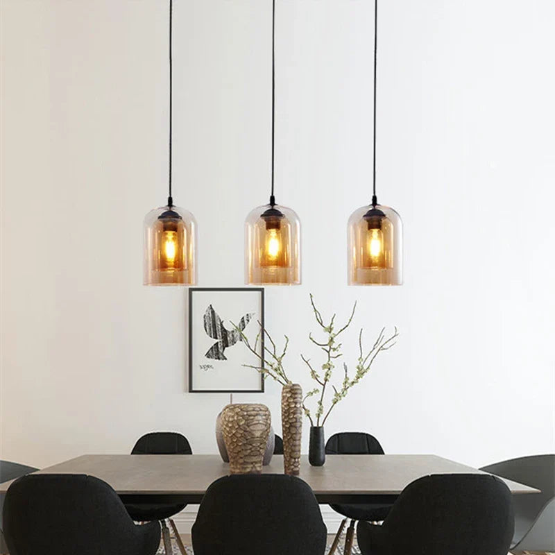 Modern Nordic LED Pendant Lamp – Gray Glass Hanging Light for Bedroom, Bar, Restaurant, Hotel & Living Room – E27 Suspension Lighting | Kalsten