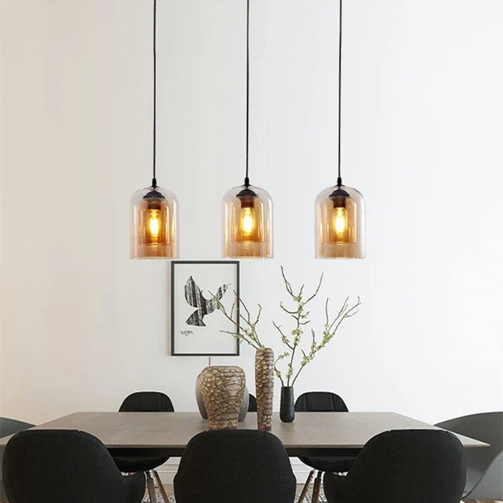 Modern Nordic LED Pendant Lamp – Gray Glass Hanging Light for Bedroom, Bar, Restaurant, Hotel & Living Room – E27 Suspension Lighting | Kalsten