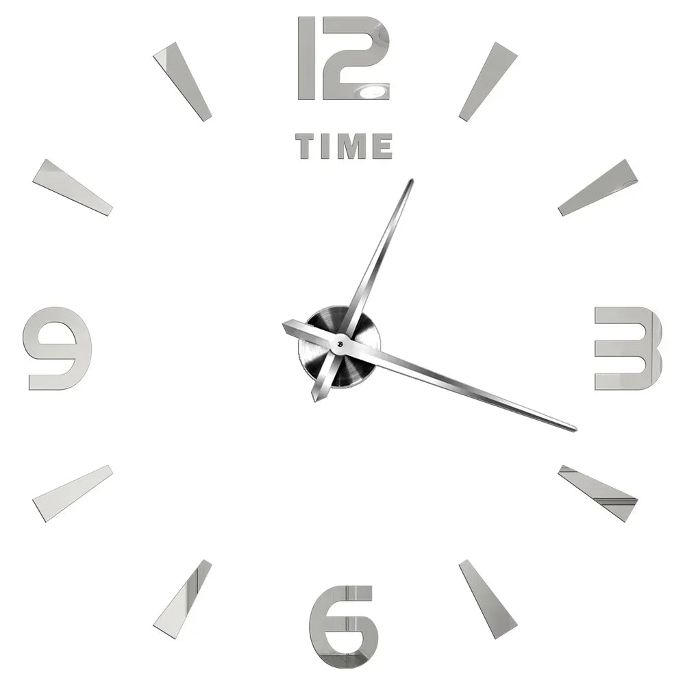 Large Wall Clock DIY 3D Self-adhesive Mirror Acrylic Wall Clock for Kitchen Dining Room Living Room Creative Home Decor | Karnz