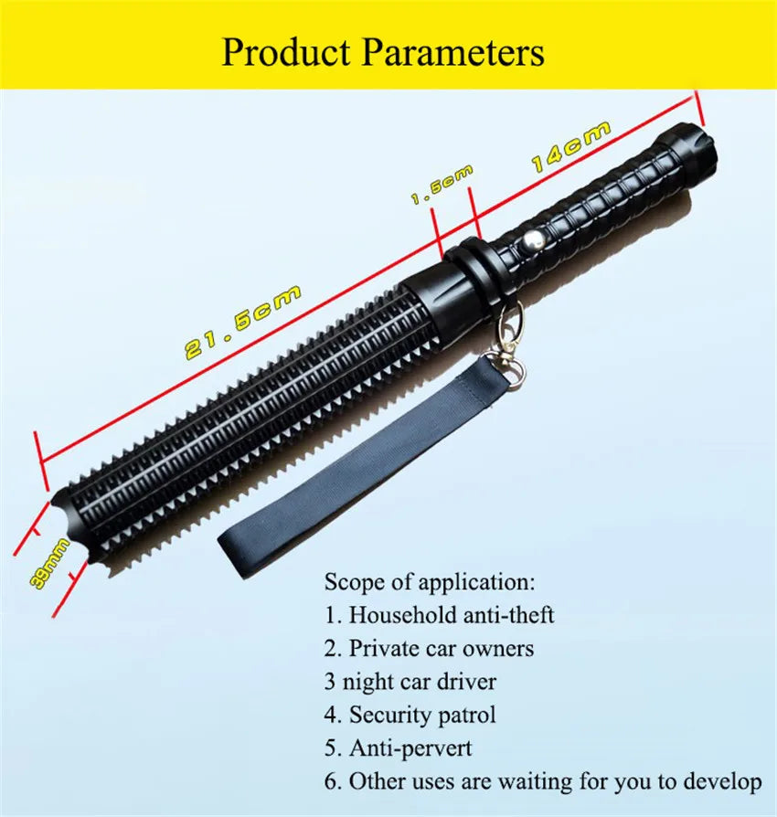 Tactical Rechargeable Flashlight Telescopic Self Defense Stick | Kalsten