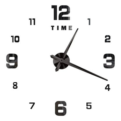 Large Wall Clock DIY 3D Self-adhesive Mirror Acrylic Wall Clock for Kitchen Dining Room Living Room Creative Home Decor | Karnz
