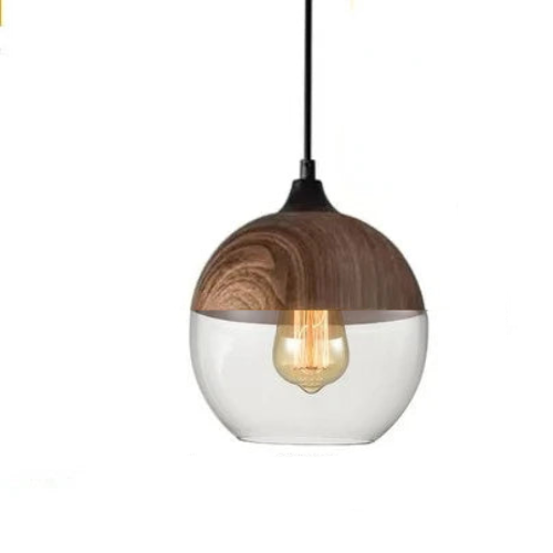 Kalsten | Hand-Blown Glass & Wood Pendant Light Adjustable