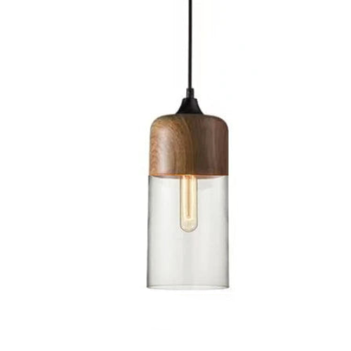 Kalsten | Hand-Blown Glass & Wood Pendant Light Adjustable