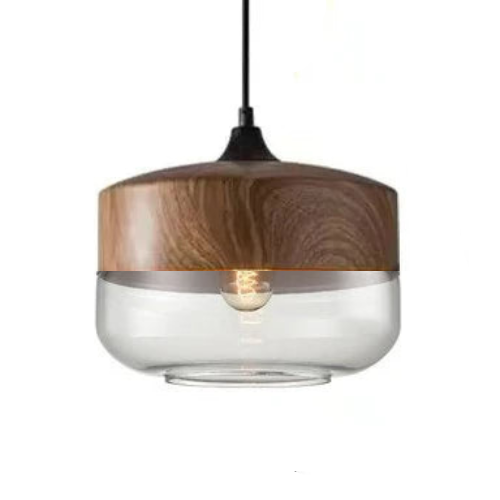 Kalsten | Hand-Blown Glass & Wood Pendant Light Adjustable