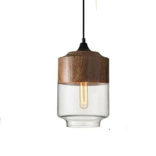 Kalsten | Hand-Blown Glass & Wood Pendant Light Adjustable