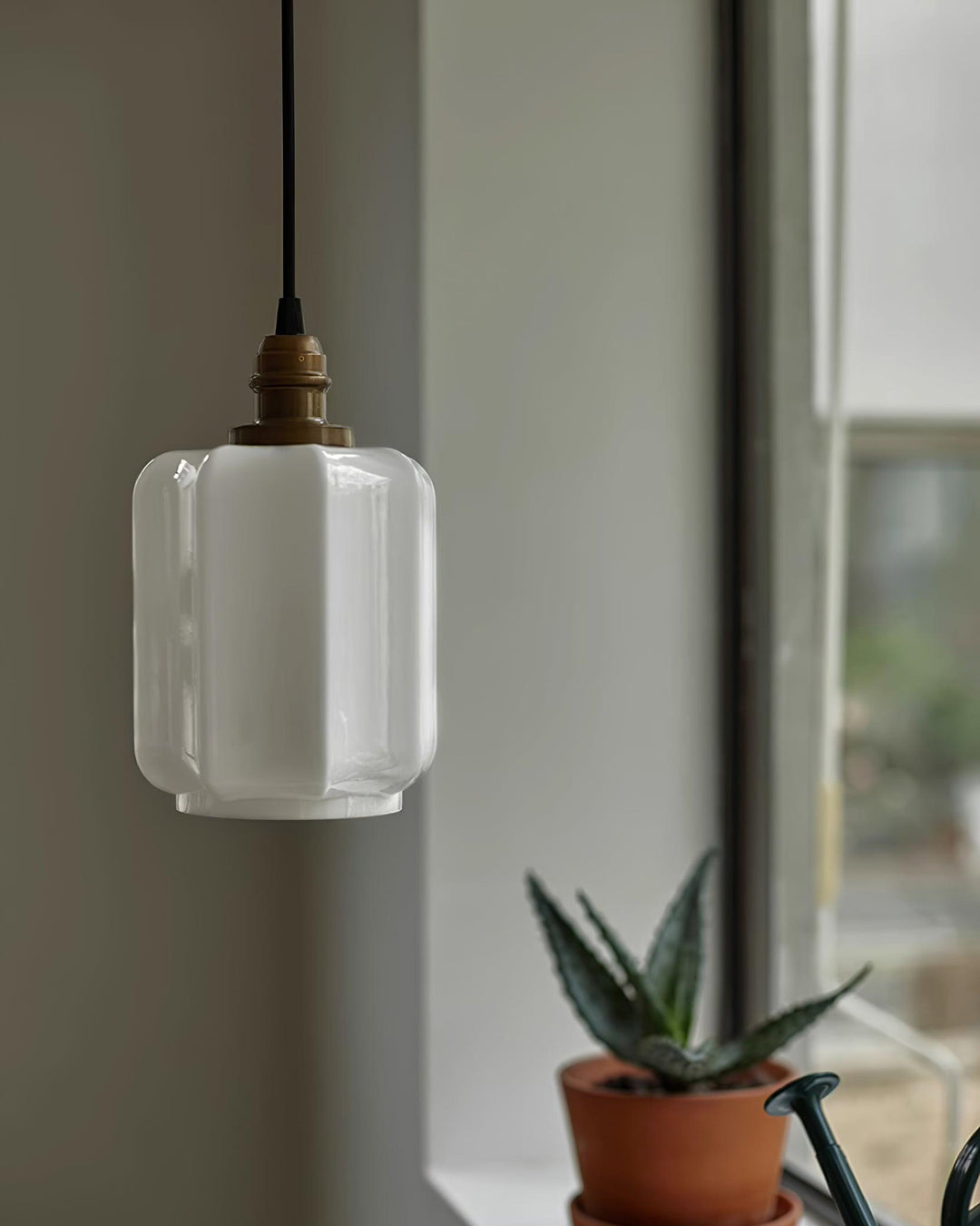 Pendant Light Glass Globe 5.9 in White Brass Bedroom Dining Room Hanging Ceiling Fixture Adjustable Cord | Kalsten