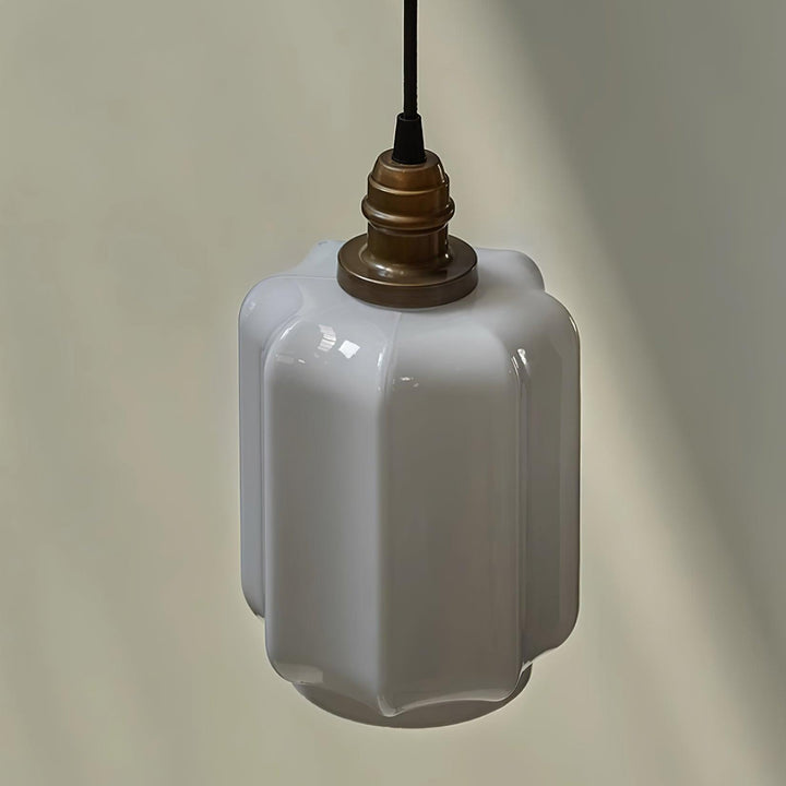 Pendant Light Glass Globe 5.9 in White Brass Bedroom Dining Room Hanging Ceiling Fixture Adjustable Cord | Kalsten