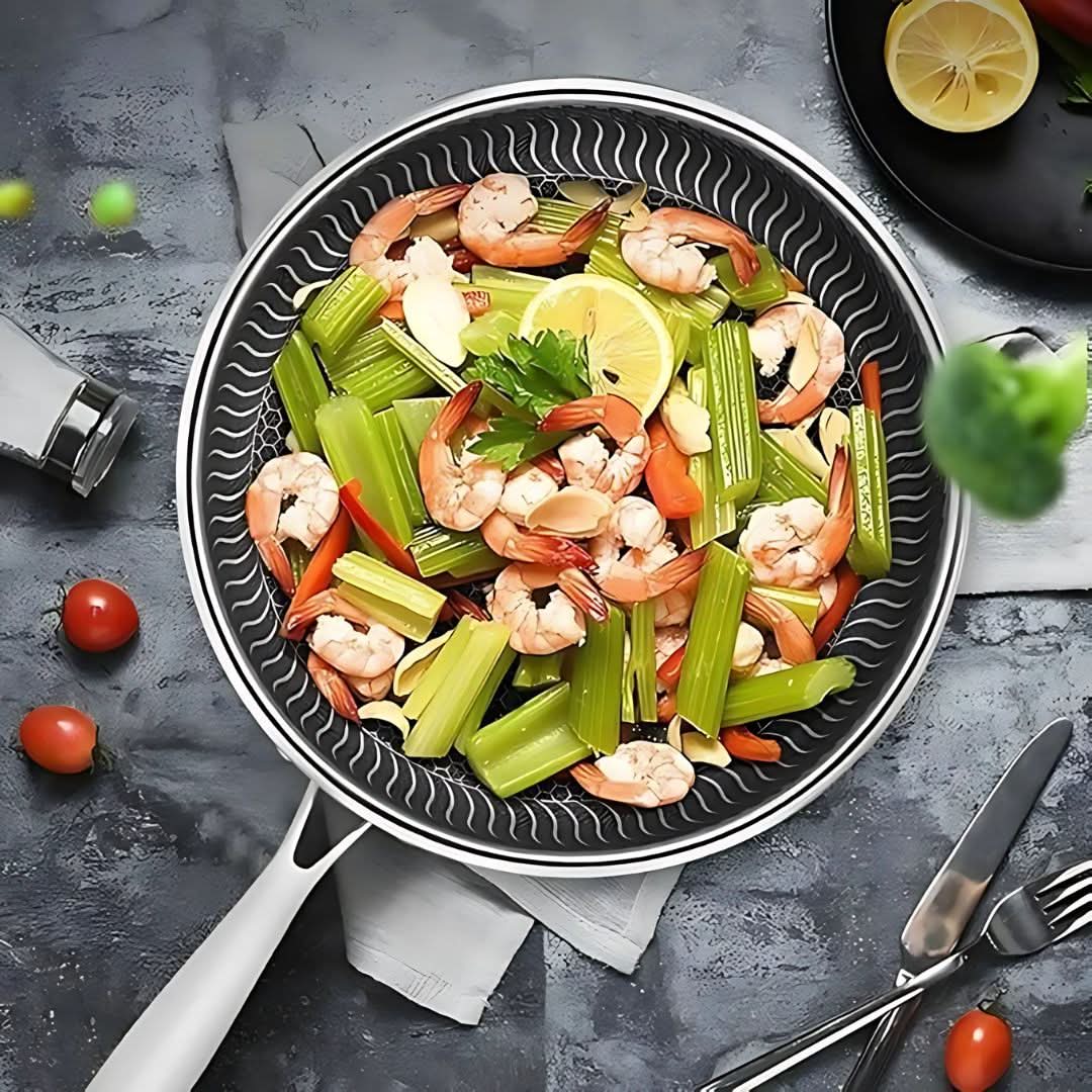 Kalsten | Stainless Steel Pan with Non-Stick & Hexa-Design
