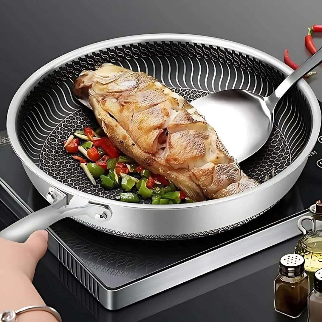 Kalsten | Stainless Steel Pan with Non-Stick & Hexa-Design