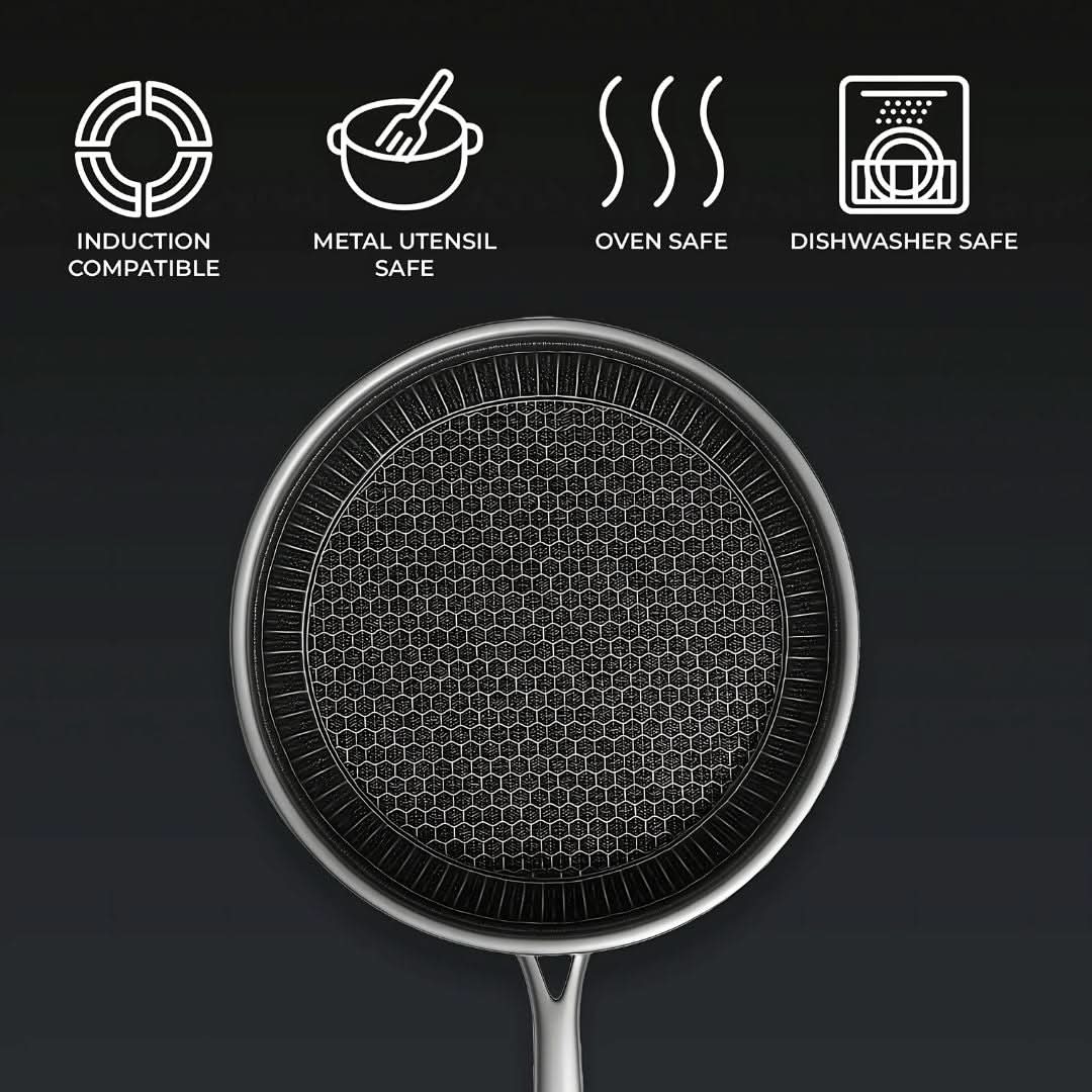 Kalsten | Stainless Steel Pan with Non-Stick & Hexa-Design